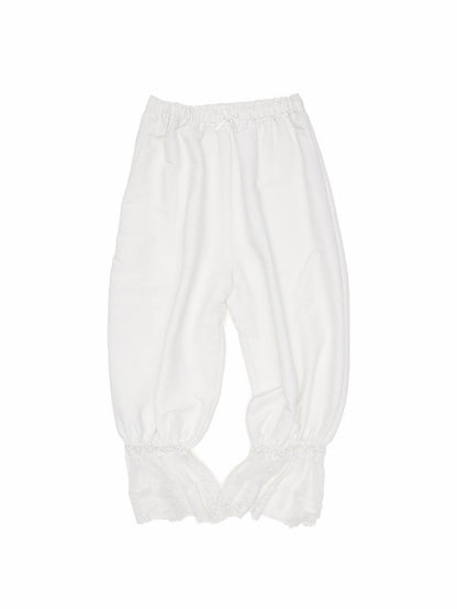 Home Casual Solid Color Lace Cropped Lantern Pants【s0000016584】