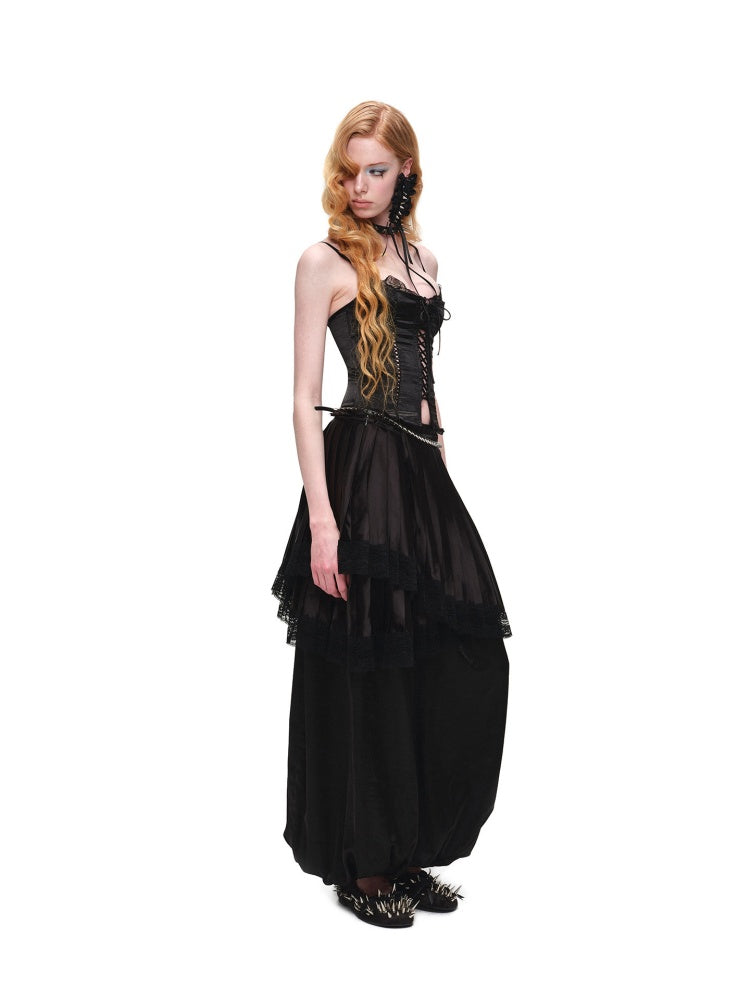 Resort Solid Color Loose Satin Balloon Trousers 【s0000016585】