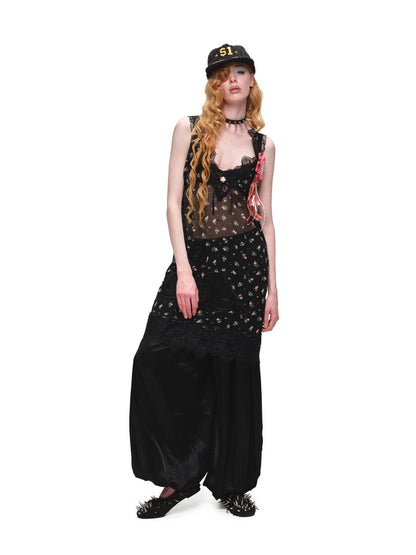 Resort Solid Color Loose Satin Balloon Trousers 【s0000016585】