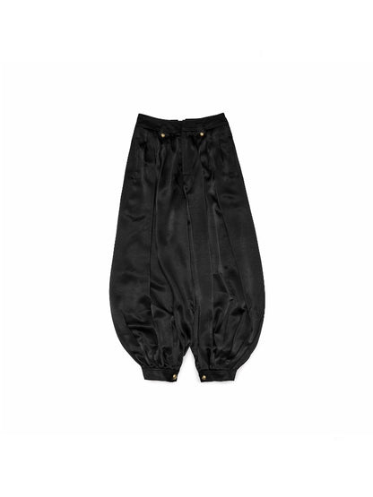 Resort Solid Color Loose Satin Balloon Trousers 【s0000016585】