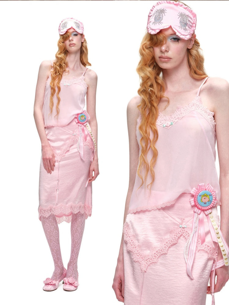Asymmetrical Deconstructed Satin Slim-Fit Midi Skirt【s0000016588】