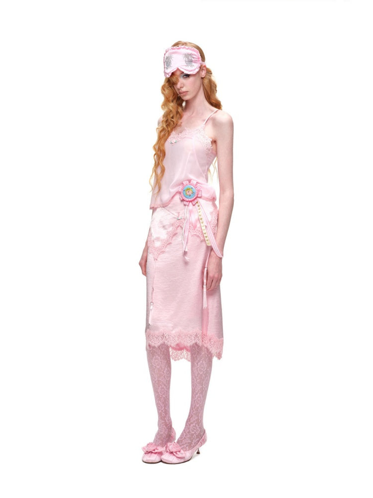 Asymmetrical Deconstructed Satin Slim-Fit Midi Skirt【s0000016588】