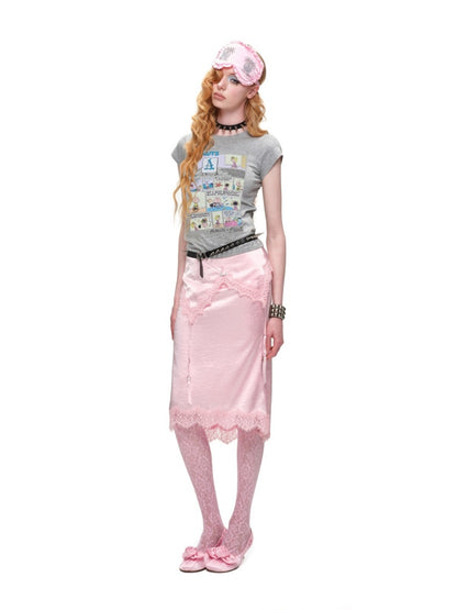 Asymmetrical Deconstructed Satin Slim-Fit Midi Skirt【s0000016588】