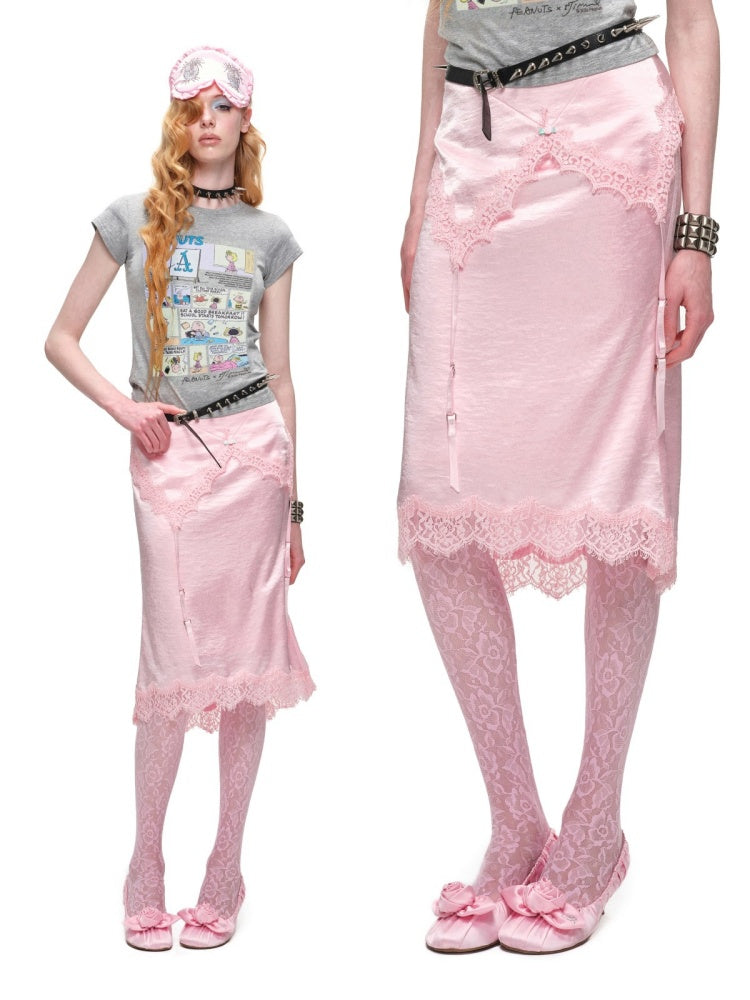 Asymmetrical Deconstructed Satin Slim-Fit Midi Skirt【s0000016588】