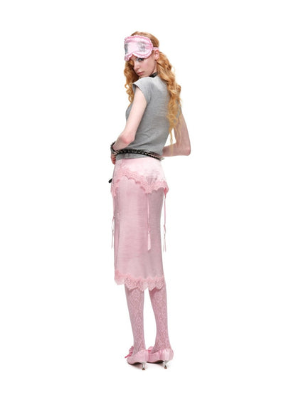 Asymmetrical Deconstructed Satin Slim-Fit Midi Skirt【s0000016588】