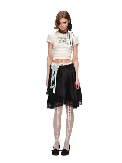 1JINN STUDIOx SNOOPY Collaboration Printed Lace T-Shirt【s0000016589】