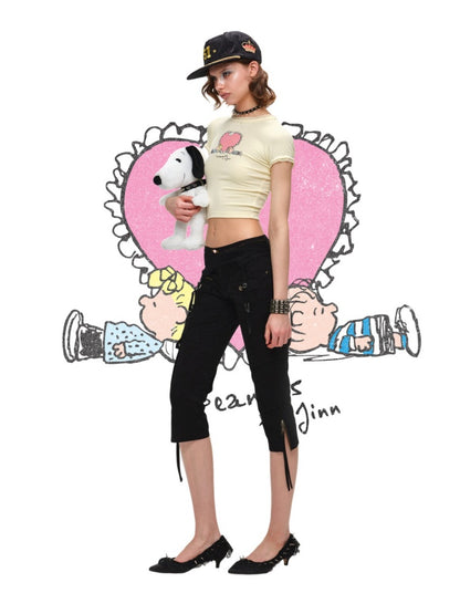 1JINN STUDIOx SNOOPY Collaboration Printed Lace T-Shirt【s0000016589】