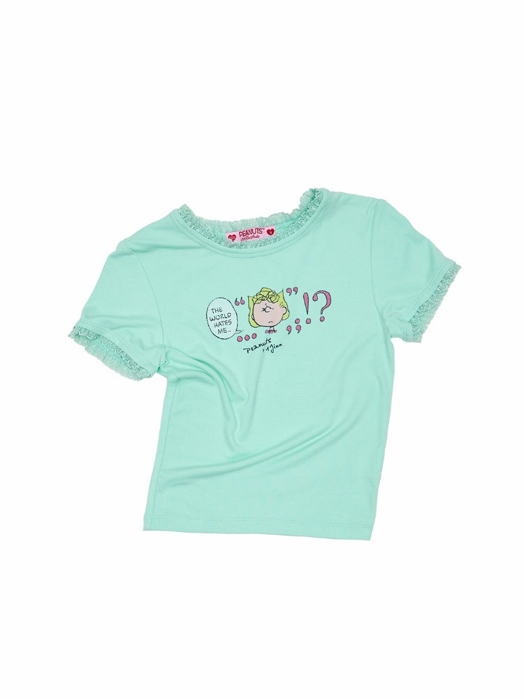 1JINN STUDIOx SNOOPY Collaboration Printed Lace T-Shirt【s0000016589】