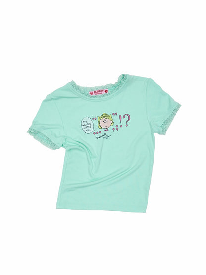 1JINN STUDIOx SNOOPY Collaboration Printed Lace T-Shirt【s0000016589】