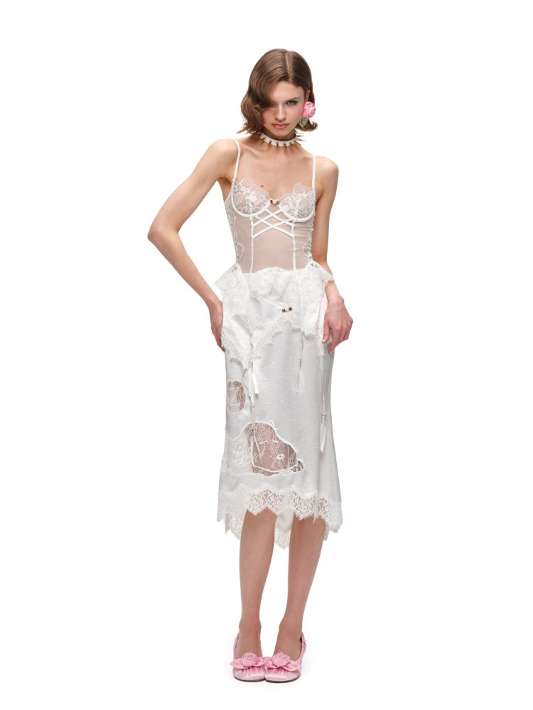 1JINN STUDIOx SNOOPY Collaboration Lace Satin Skirt【s0000016590】