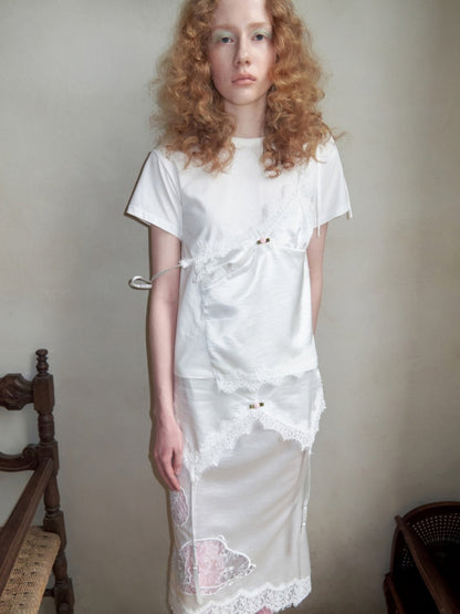 1JINN STUDIOx SNOOPY Collaboration Lace Satin Skirt【s0000016590】