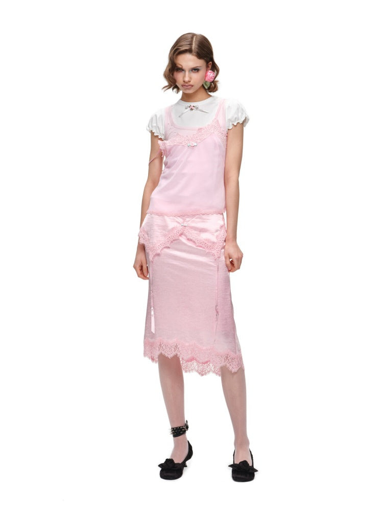 Rose Bow Puff Sleeve Solid Color Basic Short Sleeve T-Shirt【s0000016591】