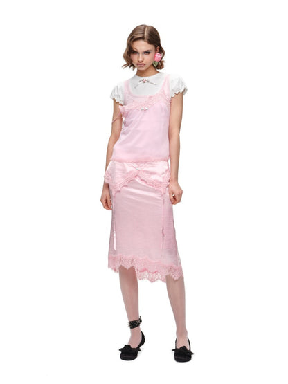 Rose Bow Puff Sleeve Solid Color Basic Short Sleeve T-Shirt【s0000016591】