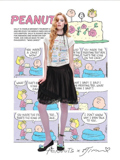 1JINN STUDIOxSNOOPY Collaboration Print Basic Short Sleeved T-Shirt【s0000016592】