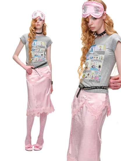 1JINN STUDIOxSNOOPY Collaboration Print Basic Short Sleeved T-Shirt【s0000016592】