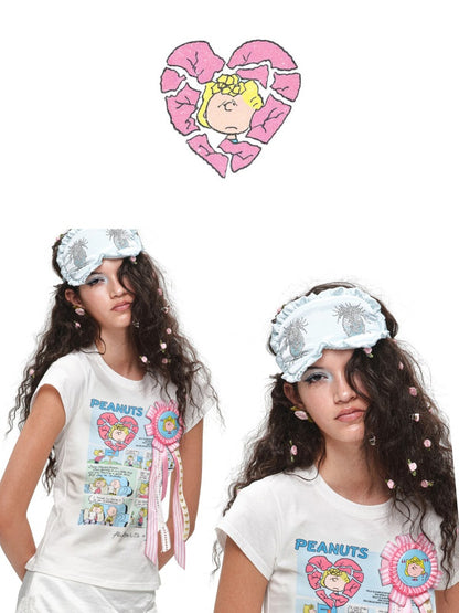 1JINN STUDIOxSNOOPY Collaboration Print Basic Short Sleeved T-Shirt【s0000016592】