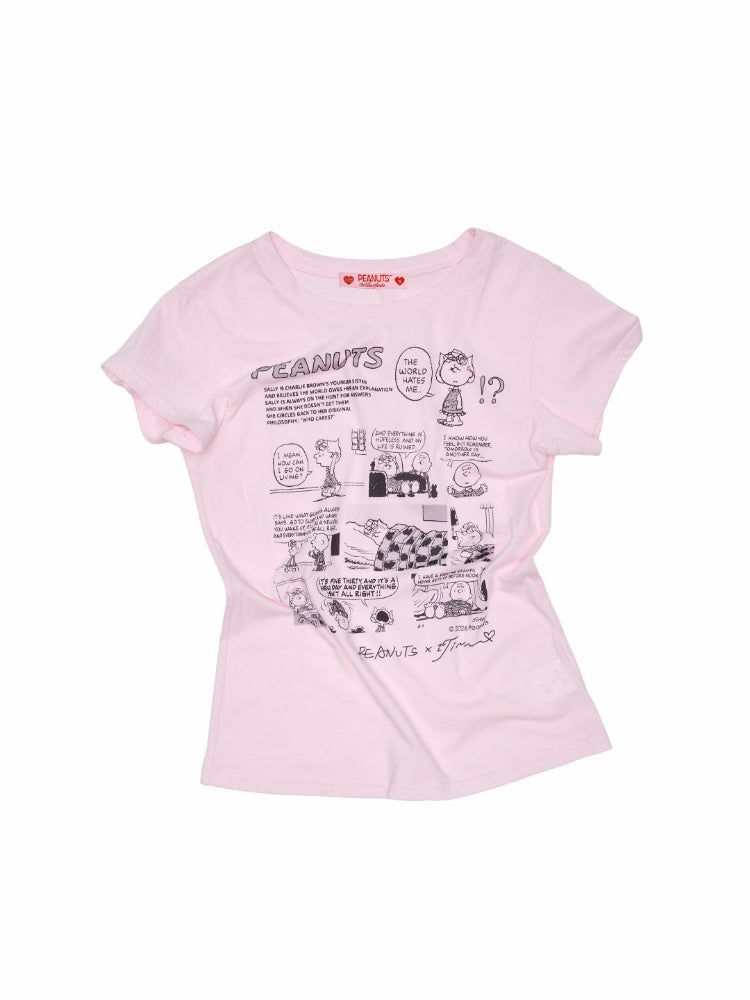 1JINN STUDIOxSNOOPY Collaboration Print Basic Short Sleeved T-Shirt【s0000016592】