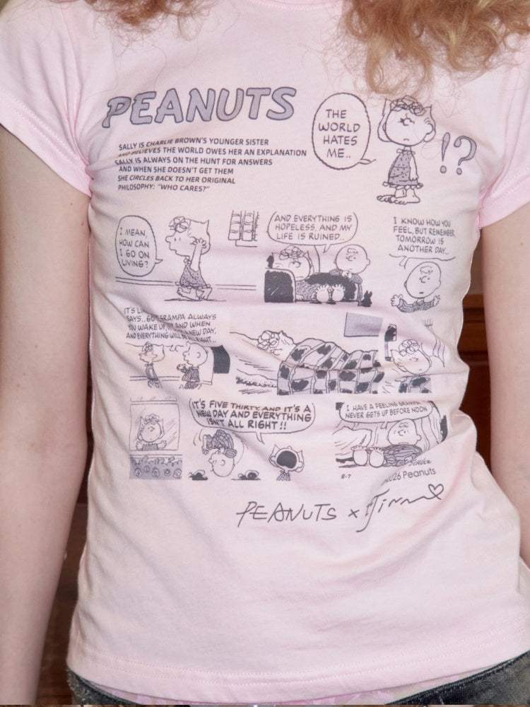1JINN STUDIOxSNOOPY Collaboration Print Basic Short Sleeved T-Shirt【s0000016592】