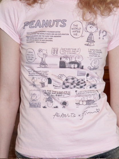 1JINN STUDIOxSNOOPY Collaboration Print Basic Short Sleeved T-Shirt【s0000016592】