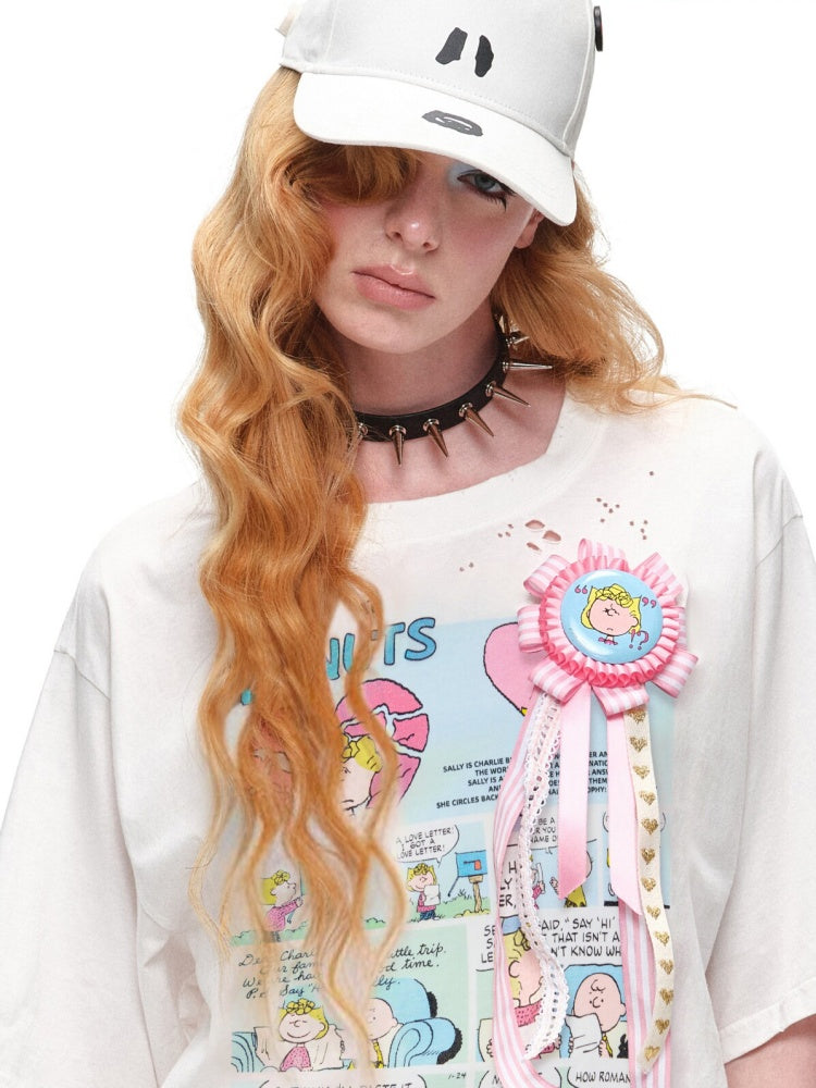 1JINN STUDIOx SNOOPY Collaboration Print Loose Short Sleeves T-Shirt【s0000016593】