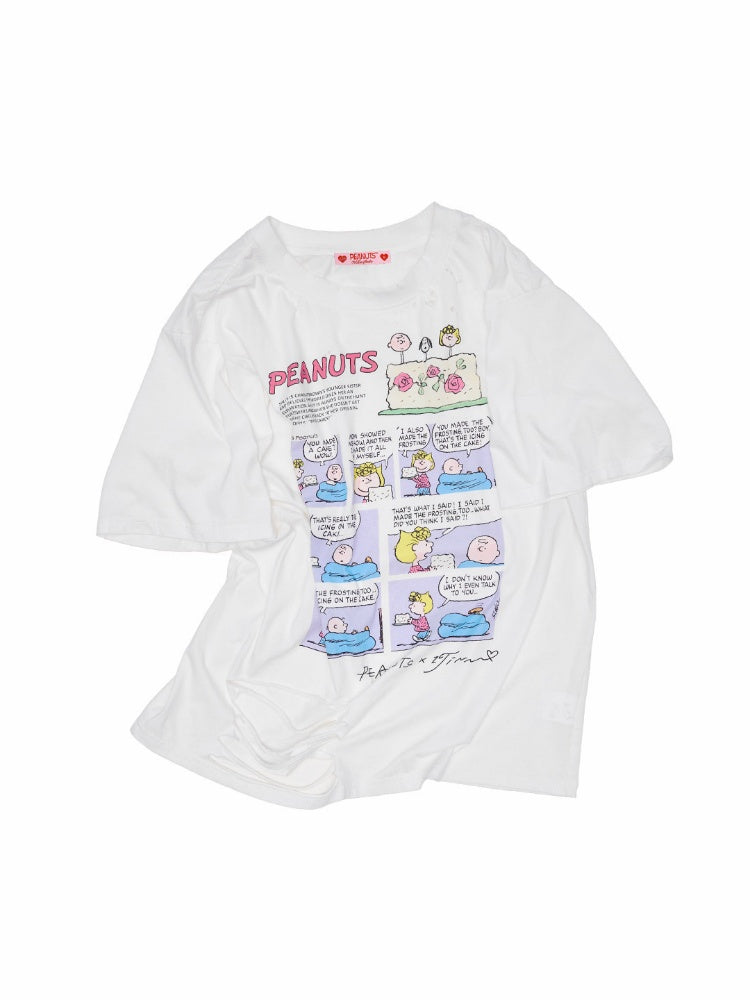 1JINN STUDIOx SNOOPY Collaboration Print Loose Short Sleeves T-Shirt【s0000016593】