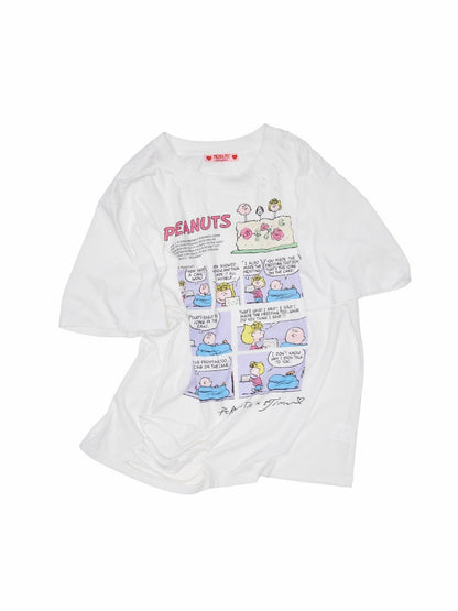 1JINN STUDIOx SNOOPY Collaboration Print Loose Short Sleeves T-Shirt【s0000016593】