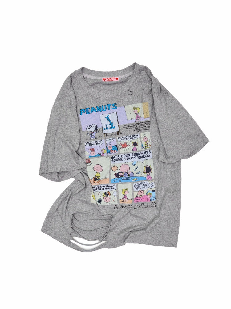 1JINN STUDIOx SNOOPY Collaboration Print Loose Short Sleeves T-Shirt【s0000016593】
