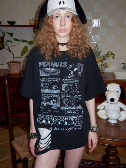 1JINN STUDIOx SNOOPY Collaboration Print Loose Short Sleeves T-Shirt【s0000016593】