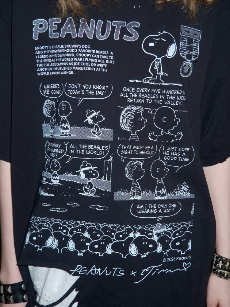 1JINN STUDIOx SNOOPY Collaboration Print Loose Short Sleeves T-Shirt【s0000016593】