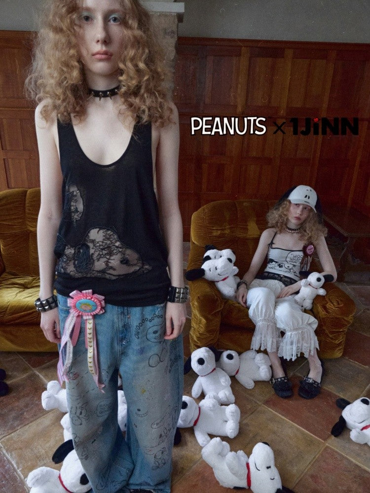 1JINN STUDIOx SNOOPY Collaboration Two-Piece Loose T-Shirt【s0000016594】