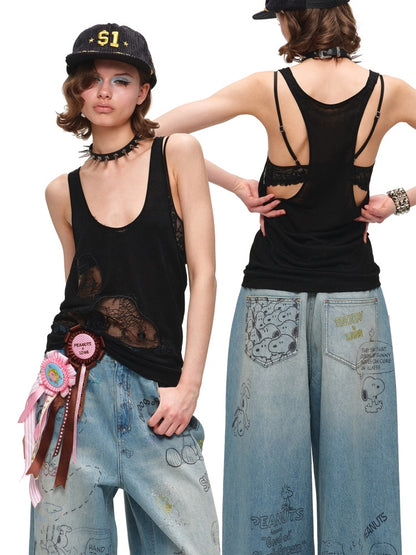 1JINN STUDIOx SNOOPY Collaboration Two-Piece Loose T-Shirt【s0000016594】