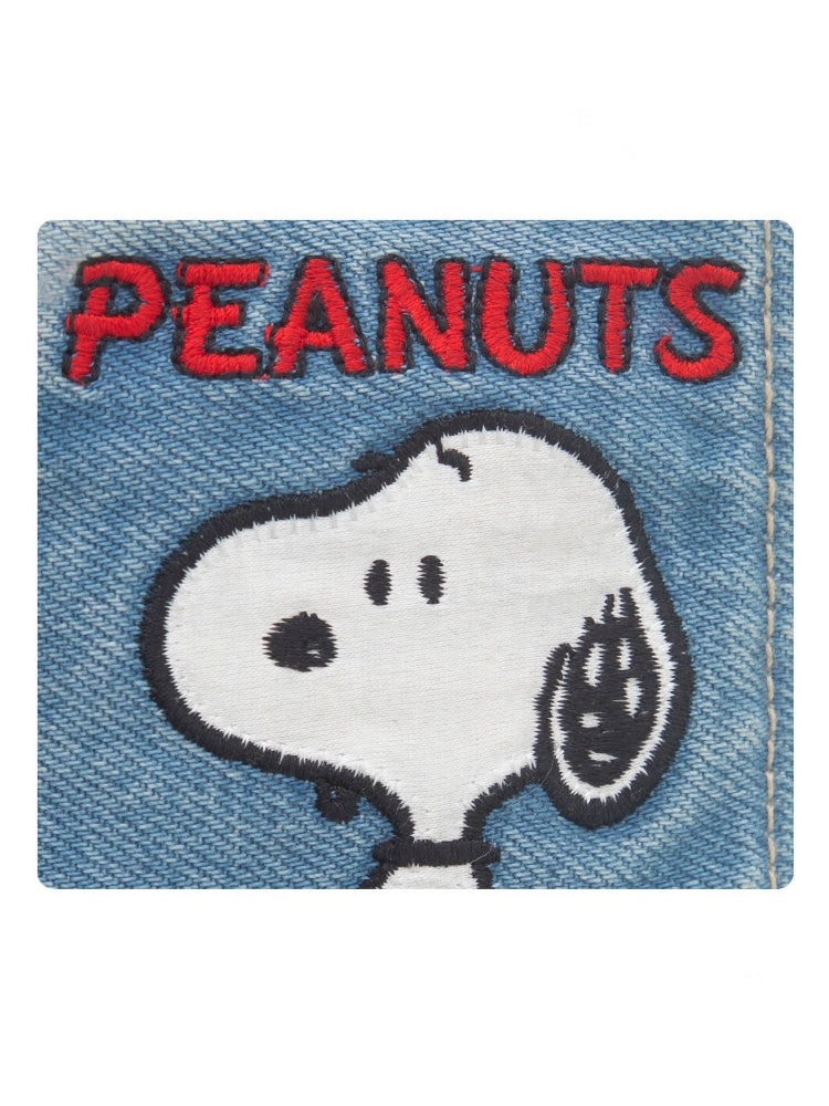 1JINN STUDIOx SNOOPY Collaboration Embroidered Denim Coin Purse【s0000016596】