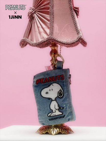 1JINN STUDIOx SNOOPY Collaboration Embroidered Denim Coin Purse【s0000016596】