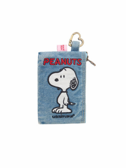 1JINN STUDIOx SNOOPY Collaboration Embroidered Denim Coin Purse【s0000016596】