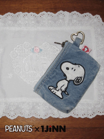 1JINN STUDIOx SNOOPY Collaboration Embroidered Denim Coin Purse【s0000016596】