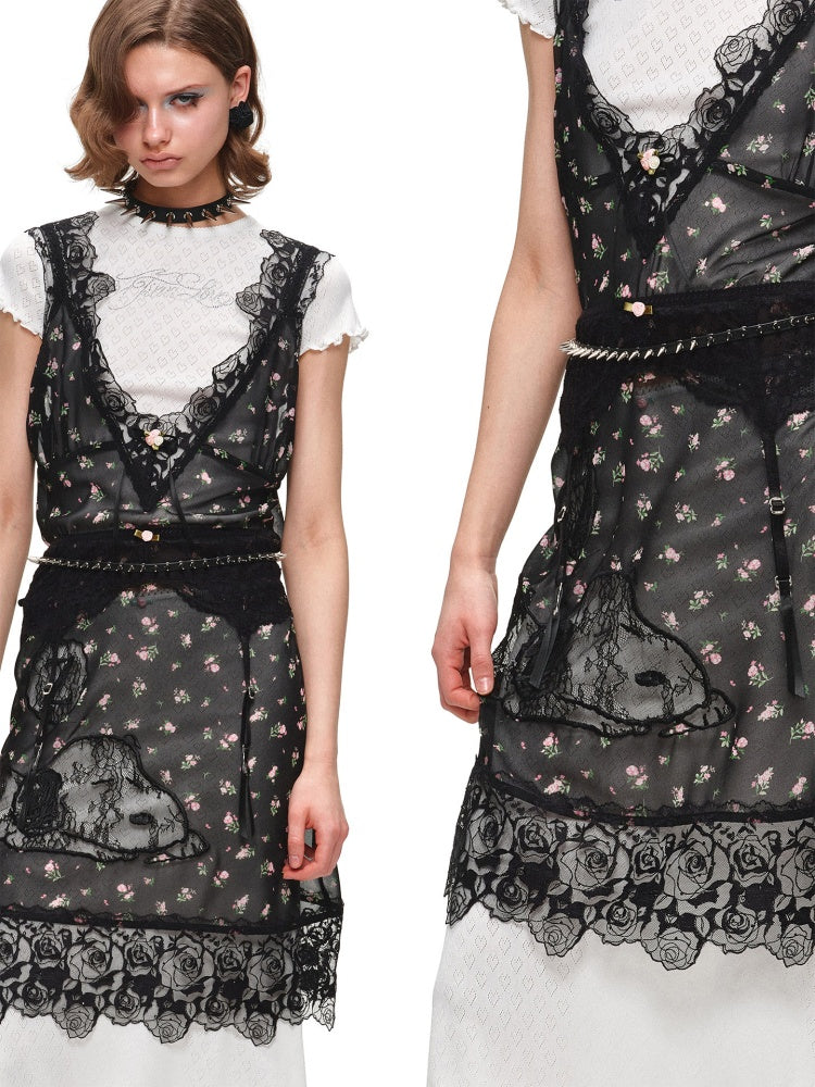 Sexy Low Waisted High Elastic Cut Out Lace Mesh Garter【s0000016598】