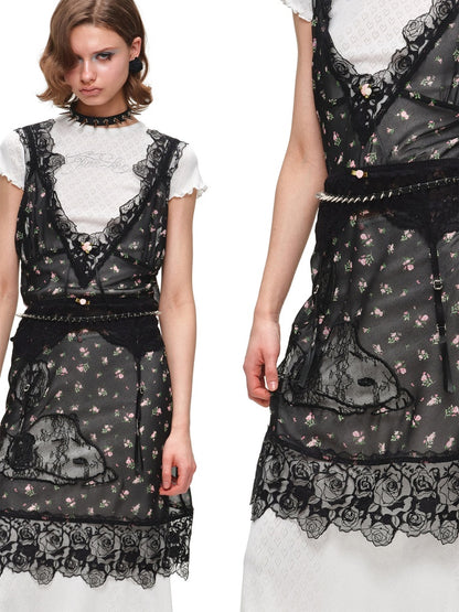 Sexy Low Waisted High Elastic Cut Out Lace Mesh Garter【s0000016598】