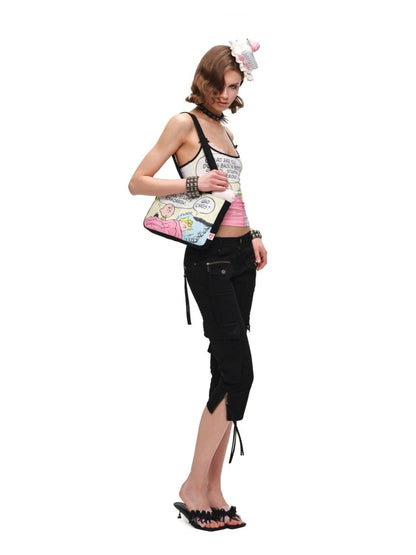 1JINN STUDIOxSNOOPY Collaboration Printed Cotton Shoulder Bag【s0000016599】