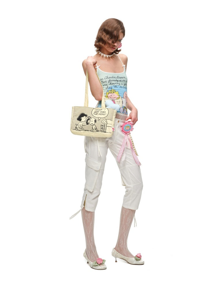 1JINN STUDIOxSNOOPY Collaboration Printed Cotton Shoulder Bag【s0000016599】