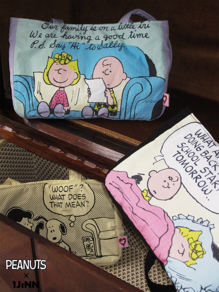 1JINN STUDIOxSNOOPY Collaboration Printed Cotton Shoulder Bag【s0000016599】