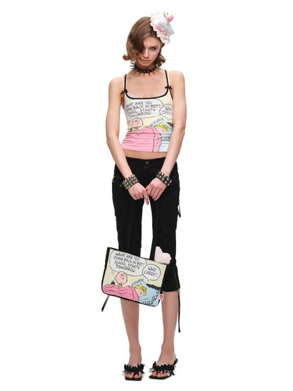 1JINN STUDIOxSNOOPY Collaboration Printed Cotton Shoulder Bag【s0000016599】