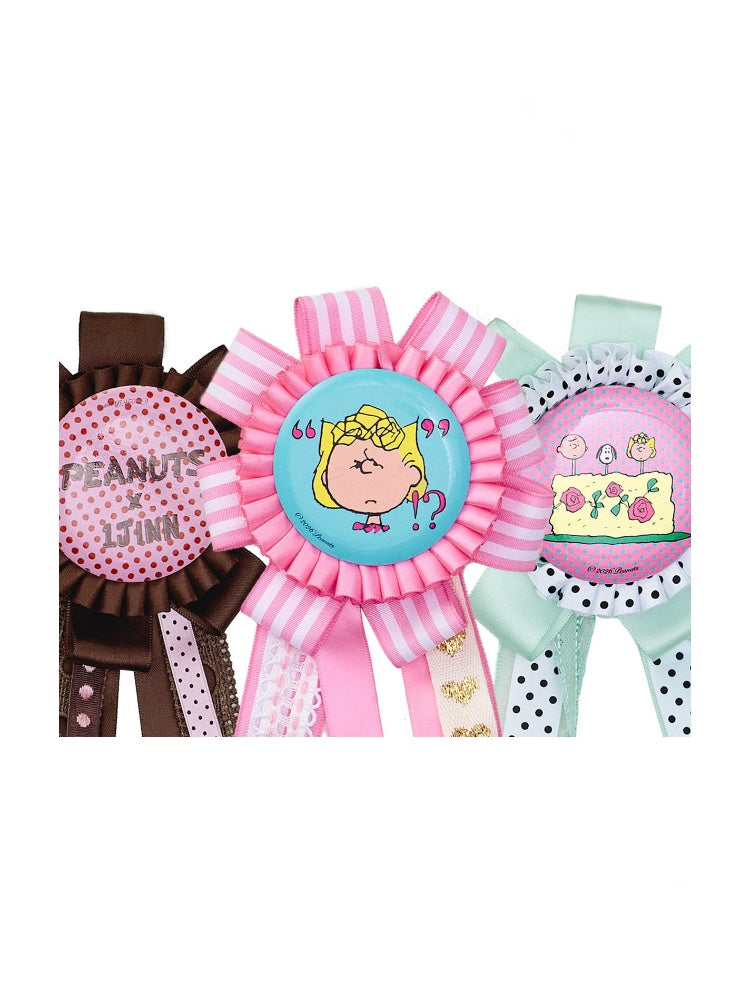 1JINN STUDIOxSNOOPY Collaboration Ribbon Badge Brooch Hair Clips【s0000016600】