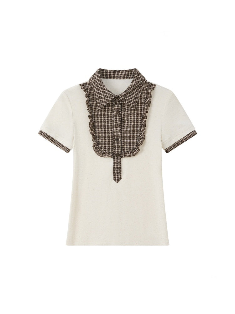 Cropped Plaid Short Sleeve T-Shirt【s0000016728】