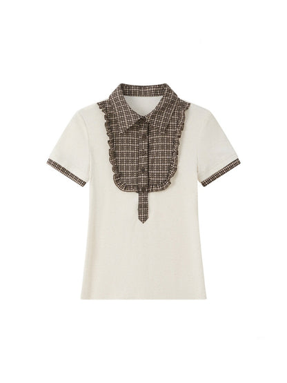 Cropped Plaid Short Sleeve T-Shirt【s0000016728】