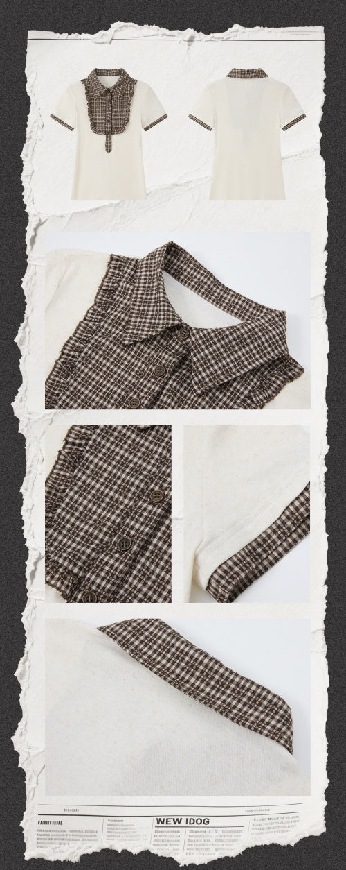 Cropped Plaid Short Sleeve T-Shirt【s0000016728】