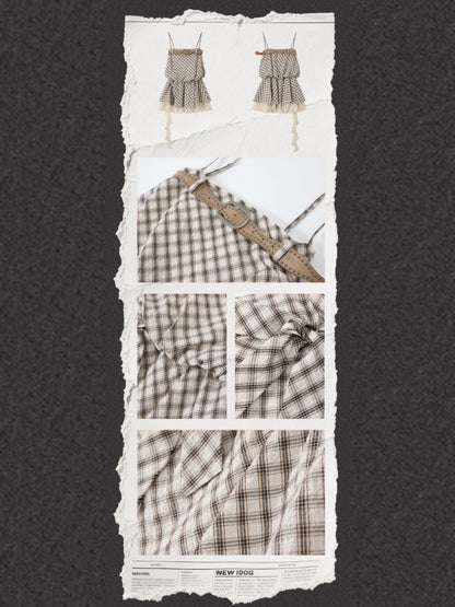 Plaid Vintage Lace Swing Tail Slip Dress【s0000016736】
