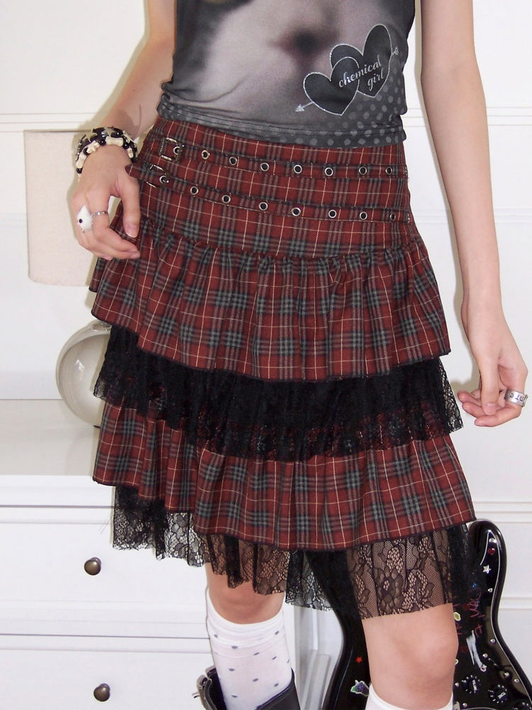 Multi Layered Plaid Short Cake Skirt【s0000016740】