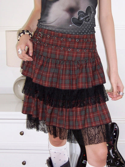 Multi Layered Plaid Short Cake Skirt【s0000016740】