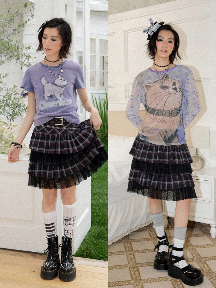 Multi Layered Plaid Short Cake Skirt【s0000016740】