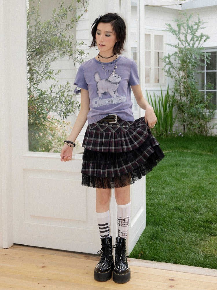 Multi Layered Plaid Short Cake Skirt【s0000016740】